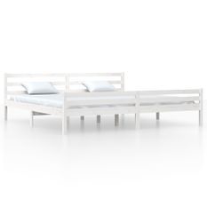 Lit Blanc Bois massif 200x200 cm