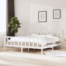 Cadre de lit Blanc Bois massif 200x200 cm