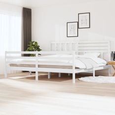 Cadre de lit Blanc Bois massif 200x200 cm