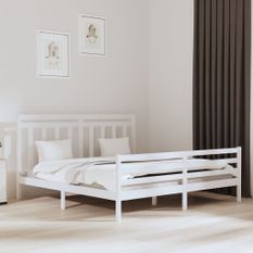 Cadre de lit Blanc Bois massif 200x200 cm