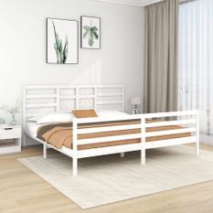 Cadre de lit Blanc Bois massif 200x200 cm