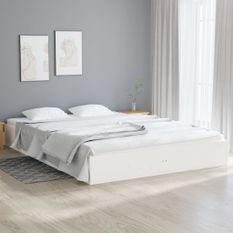 Cadre de lit blanc bois massif 200x200 cm