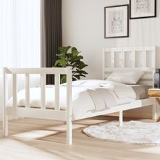 Lit Blanc Bois massif 75x190 cm Petit simple 2