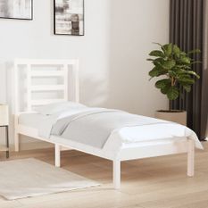 Cadre de lit Blanc Bois massif 75x190 cm Petit simple