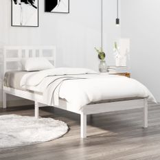 Cadre de lit Blanc Bois massif 75x190 cm Petit simple