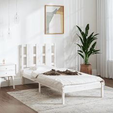 Cadre de lit Blanc Bois massif 75x190 cm Petit simple