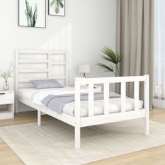 Cadre de lit Blanc Bois massif 75x190 cm Petit simple