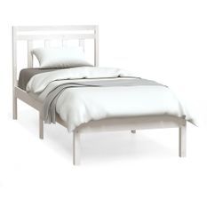 Lit Blanc Bois massif 90x190 cm Simple 3