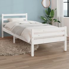 Cadre de lit Blanc Bois massif 90x190 cm Simple