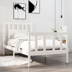 Cadre de lit Blanc Bois massif 90x190 cm Simple