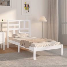 Cadre de lit Blanc Bois massif 90x190 cm Simple