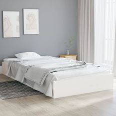 Cadre de lit blanc bois massif 90x200 cm