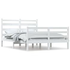 Lit Bois de pin massif 160x200 cm Blanc