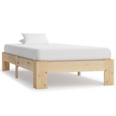Cadre de lit Bois de pin massif 90 x 200 cm 2