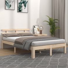Cadre de lit bois massif 120x190 cm petit double