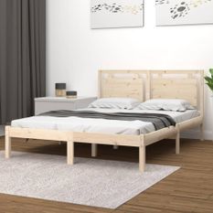 Cadre de lit bois massif 120x190 cm petit double