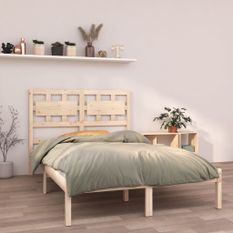 Cadre de lit bois massif 135x190 cm double