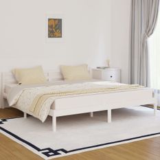 Cadre de lit Bois massif de pin 200x200 cm Blanc