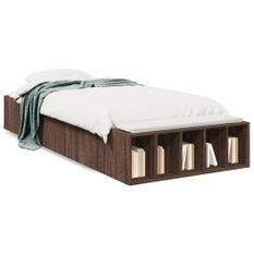 Cadre de lit chêne marron 100x200 cm bois d'ingénierie