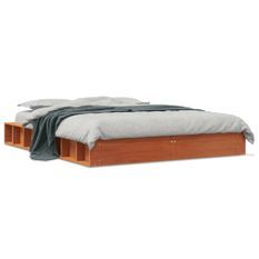 Cadre de lit marron 135x190 cm bois de pin massif