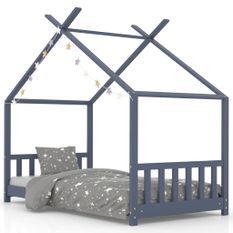 Cadre de lit d'enfant Gris Bois de pin massif 80x160 cm