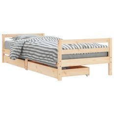 Cadre de lit d'enfants et tiroirs 90x190 cm bois de pin massif