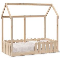 Cadre de lit d'enfants forme de maison 70x140cm bois pin massif