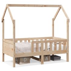 Cadre de lit d'enfants forme de maison 70x140cm bois pin massif