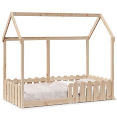 Cadre de lit d'enfants forme de maison 80x160cm bois pin massif