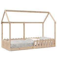 Cadre de lit d'enfants forme de maison 90x190cm bois massif pin