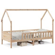 Cadre de lit d'enfants forme de maison 90x200cm bois massif pin