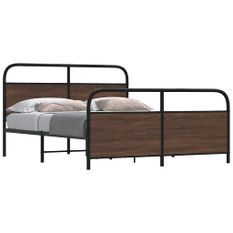 Cadre de lit en métal sans matelas chêne marron 150x200 cm