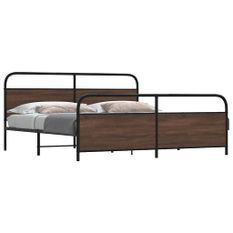 Cadre de lit en métal sans matelas chêne marron 183x213 cm