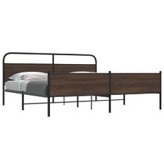 Cadre de lit en métal sans matelas chêne marron 183x213 cm