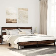 Cadre de lit en métal sans matelas chêne marron 200x200 cm