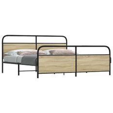 Cadre de lit en métal sans matelas chêne sonoma 183x213 cm