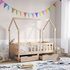 Cadre de lit enfant avec tiroirs 70x140 cm bois de pin massif