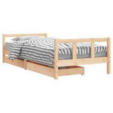 Cadre de lit enfant avec tiroirs 90x200 cm bois de pin massif