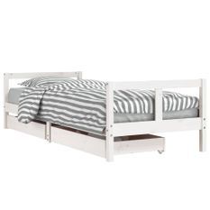 Cadre de lit enfant tiroirs blanc 80x200 cm bois de pin massif