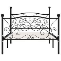 Lit et sommier à lattes Noir Métal 100 x 200 cm