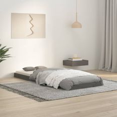 Cadre de lit Gris 75x190 cm Bois pin massif Petit simple