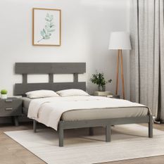 Cadre de lit Gris Bois massif 200x200 cm