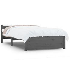 Lit Gris Bois massif 75x190 cm Petit simple 5