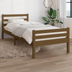 Cadre de lit Marron miel Bois massif 75x190 cm Petit simple