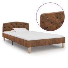 Lit Marron Similicuir daim 90 x 200 cm 2