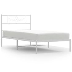 Cadre de lit métal avec tête de lit blanc 100x200 cm