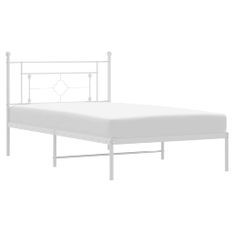 Cadre de lit métal avec tête de lit blanc 107x203 cm