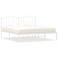 Cadre de lit métal avec tête de lit blanc 183x213 cm