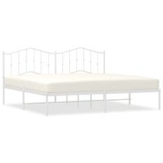 Cadre de lit métal avec tête de lit blanc 193x203 cm