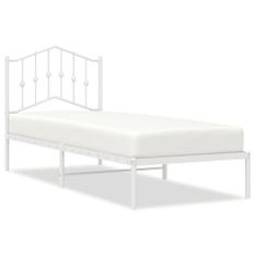 Cadre de lit métal avec tête de lit blanc 75x190 cm